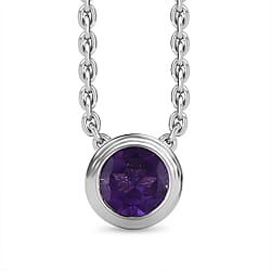  African Amethyst Pendant with Chain (Size 20) in Rhodium Overlay Sterling Silver 0.650 Ct.
