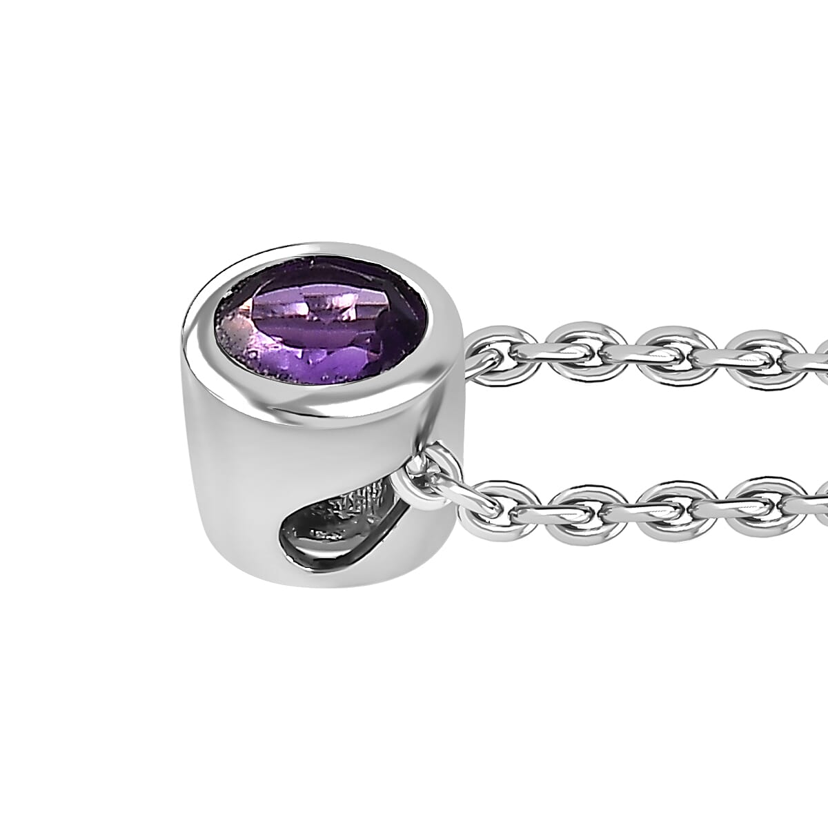  African Amethyst Pendant with Chain (Size 20) in Rhodium Overlay Sterling Silver 0.650 Ct.