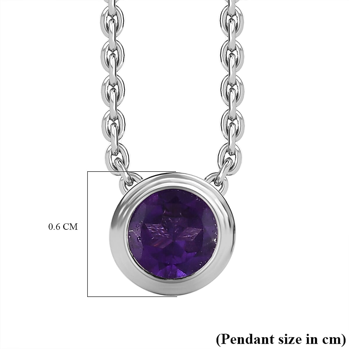  African Amethyst Pendant with Chain (Size 20) in Rhodium Overlay Sterling Silver 0.650 Ct.