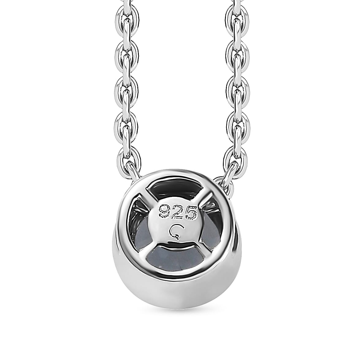 Rachel Galley - Aquamarine Solitaire Pendant with Chain (Size 20) in Rhodium Overlay Sterling Silver