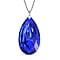 Simulated Blue Sapphire Teardrop Pendant with Stainless Steel Chain (Size 24)