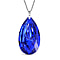 Simulated Blue Sapphire Teardrop Pendant with Stainless Steel Chain (Size 24)