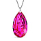 Simulated Pink Sapphire Teardrop Pendant with Stainless Steel Chain (Size 24) in Silver Tone