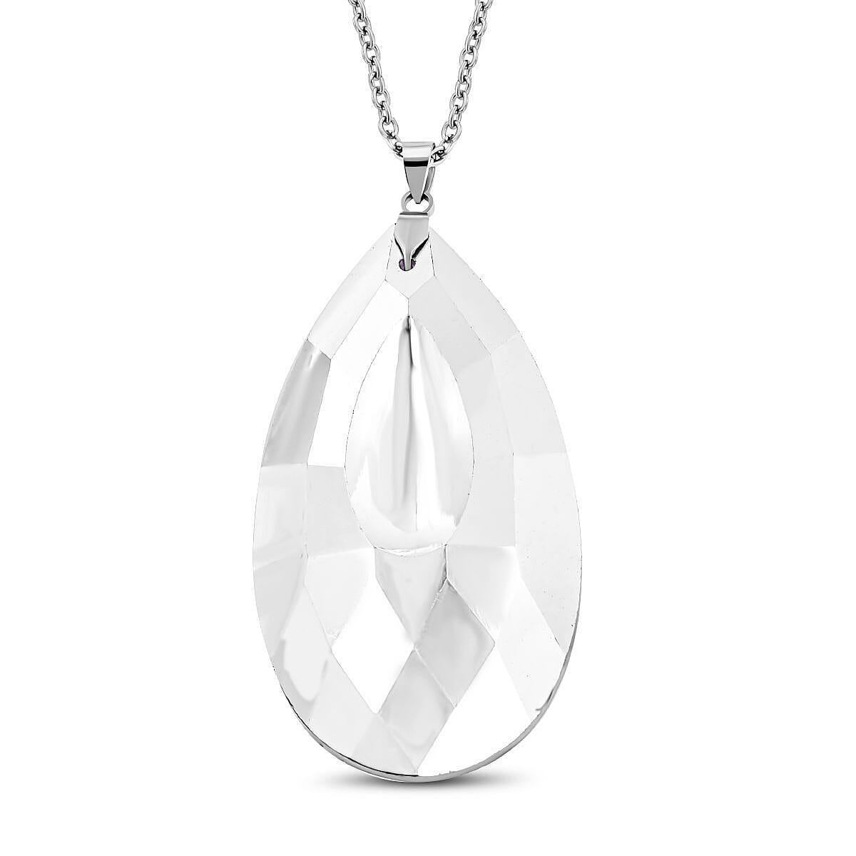 Simulated Yellow Sapphire Teardrop Pendant with Chain (Size 24)