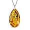 Simulated Yellow Sapphire Teardrop Pendant with Stainless Steel Chain (Size 24) in Silver Tone