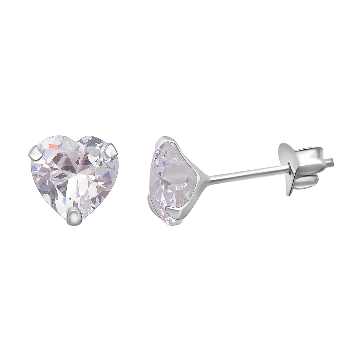Set of 5 - Cubic Zirconia Solitaire Earrings Sterling Silver 8.60 Ct.