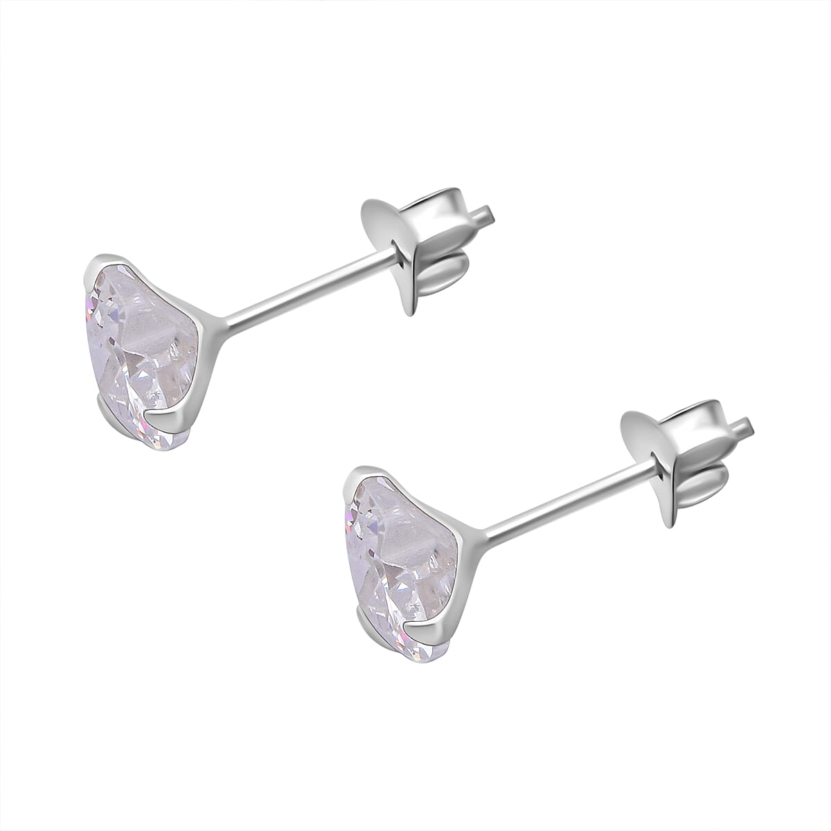 Set of 5 - Cubic Zirconia Solitaire Earrings Sterling Silver 8.60 Ct.