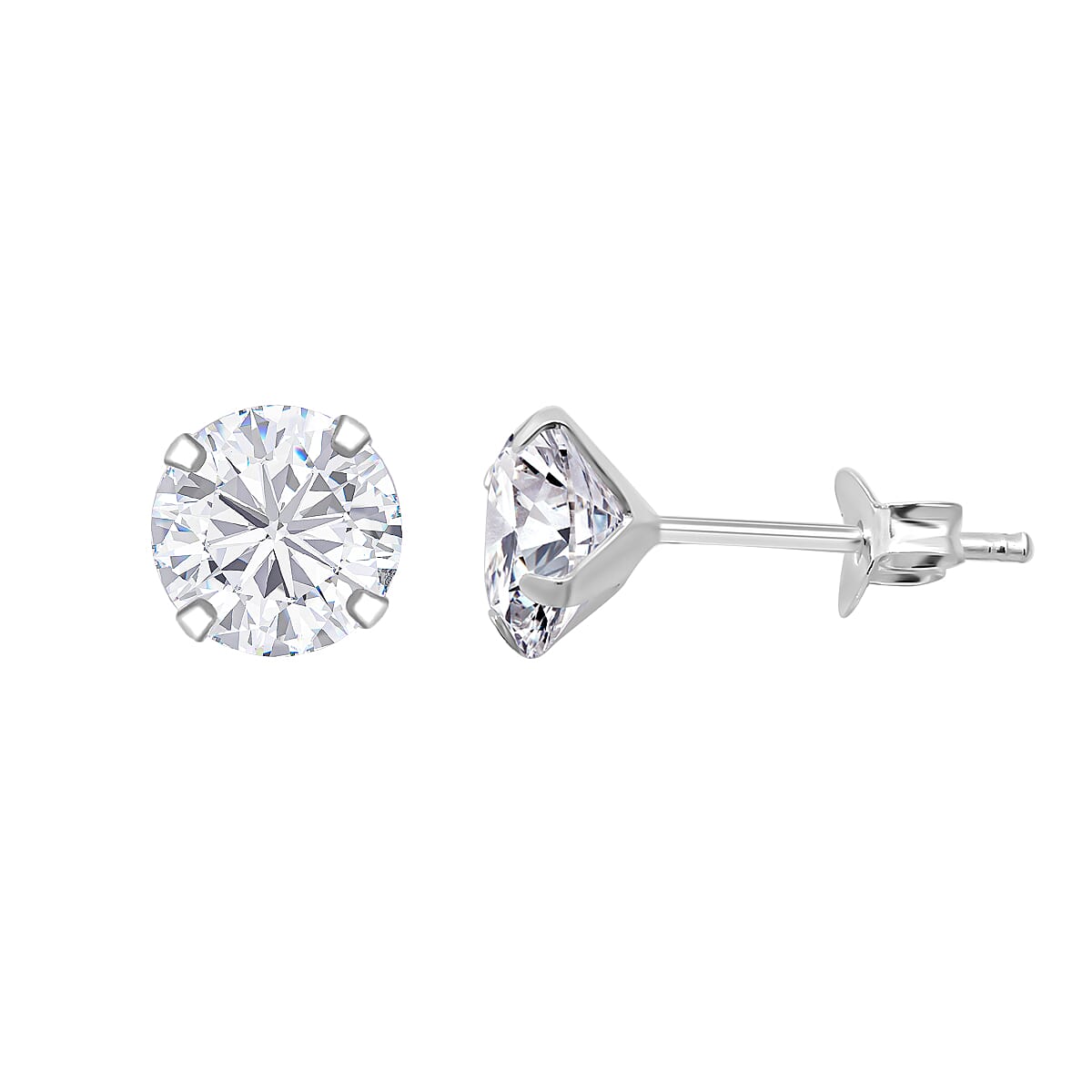 Set of 5 - Cubic Zirconia Solitaire Earrings Sterling Silver 9.20 Ct.