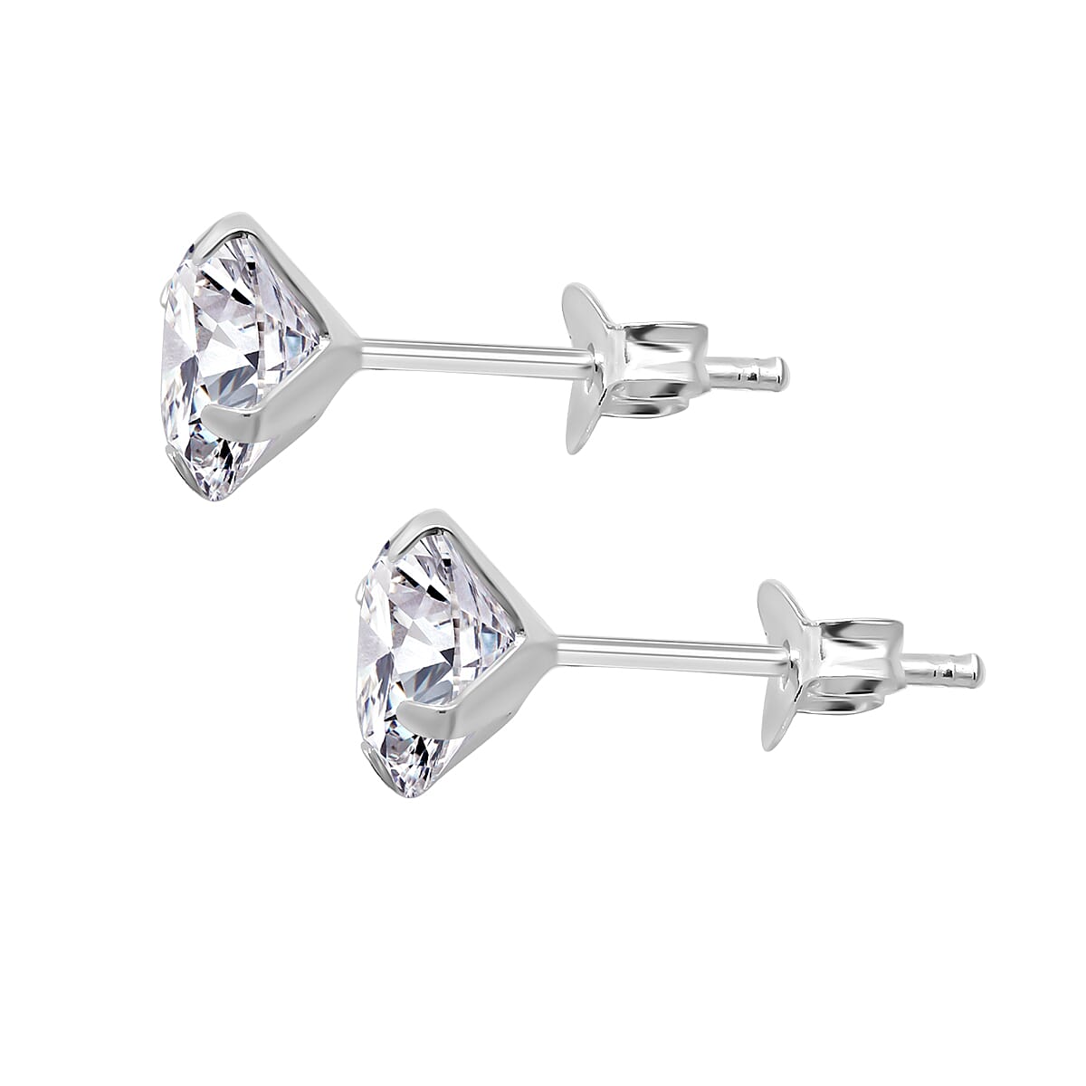 Set of 5 - Cubic Zirconia Solitaire Earrings Sterling Silver 9.20 Ct.