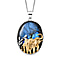 Blue Mojave Turquoise Pendant with Curb Chain (Size 20) in Platinum and 18K Vermeil Yellow Gold Plated Sterling Silver