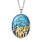 Blue Mojave Turquoise Pendant with Curb Chain (Size 20) in Platinum and 18K Vermeil Yellow Gold Plated Sterling Silver