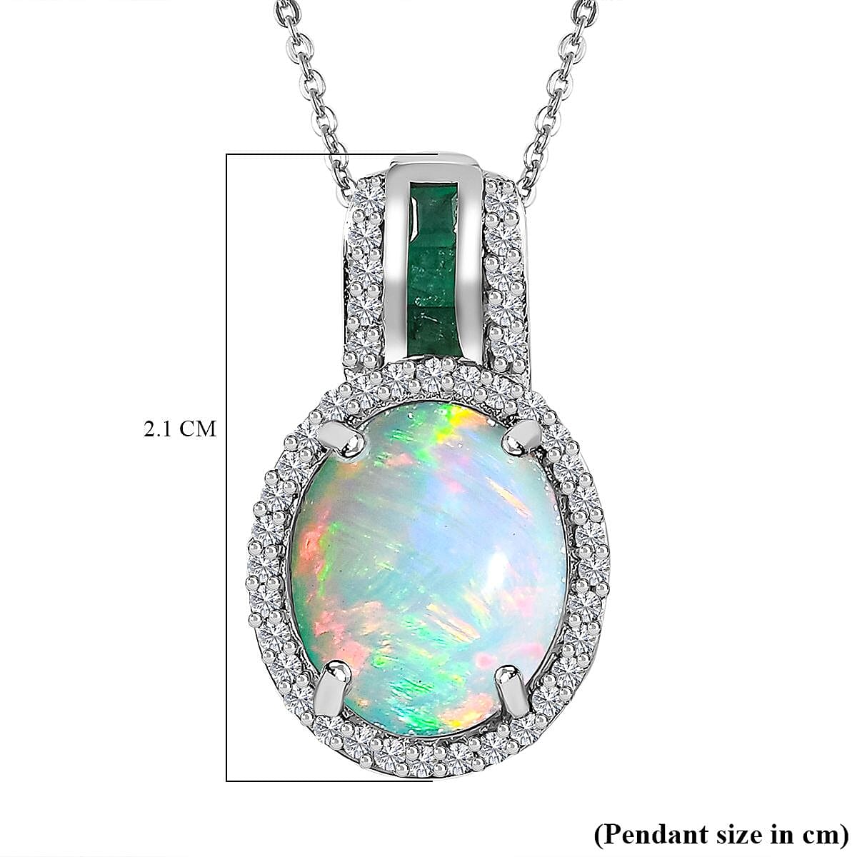 Ethiopian Welo Opal, Zambian Emerald & Natural Zircon Pendant with