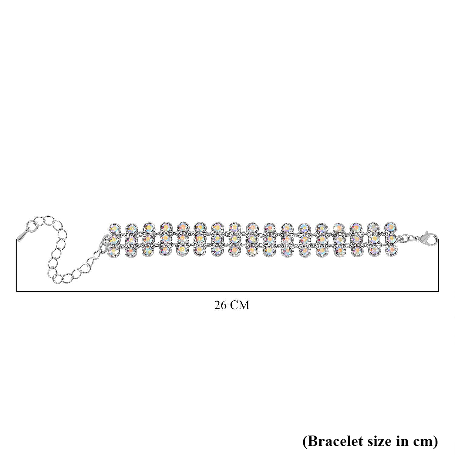 2 Piece Set - Mystic White Austrian Crystal Bracelet (Size 7.5-2) and  Dangle Earrings