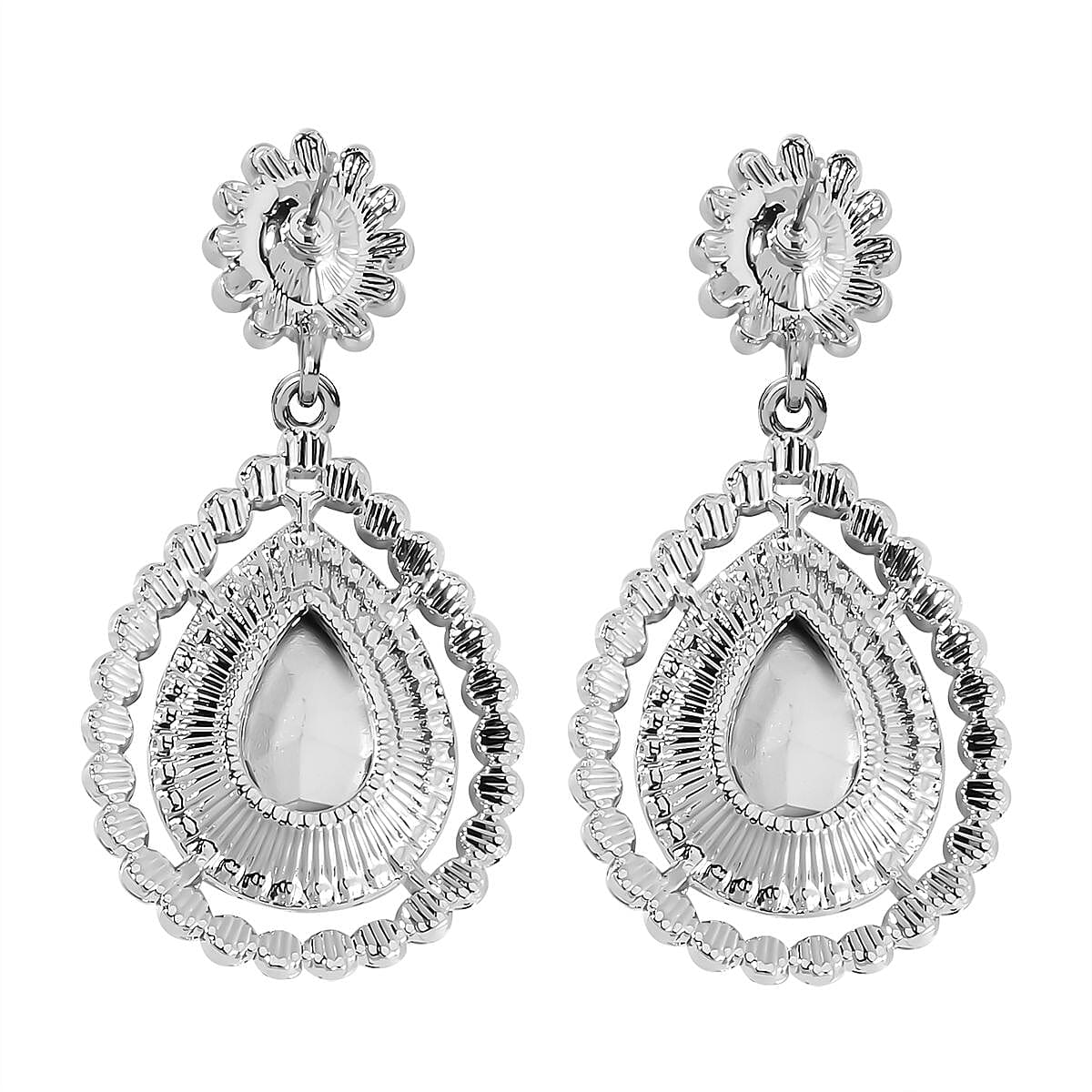 2 Piece Set - Mystic White Austrian Crystal Bracelet (Size 7.5-2) and  Dangle Earrings