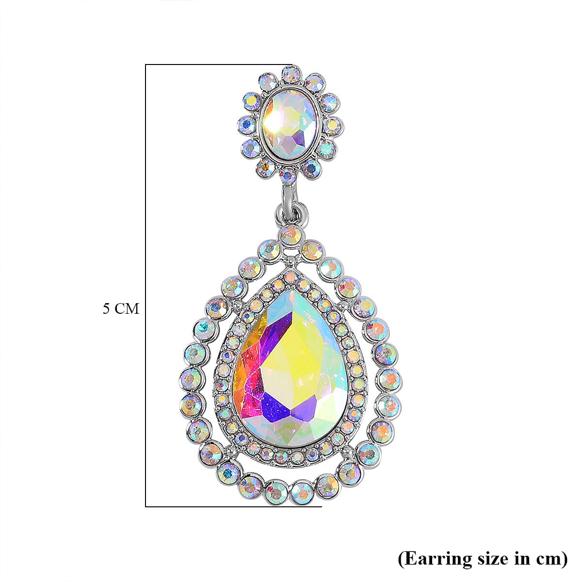 2 Piece Set - Mystic White Austrian Crystal Bracelet (Size 7.5-2) and  Dangle Earrings