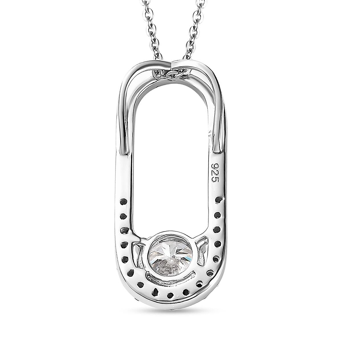 Moissanite Loop Pendant with Chain (Size 20) in Platinum Overlay Sterling Silver