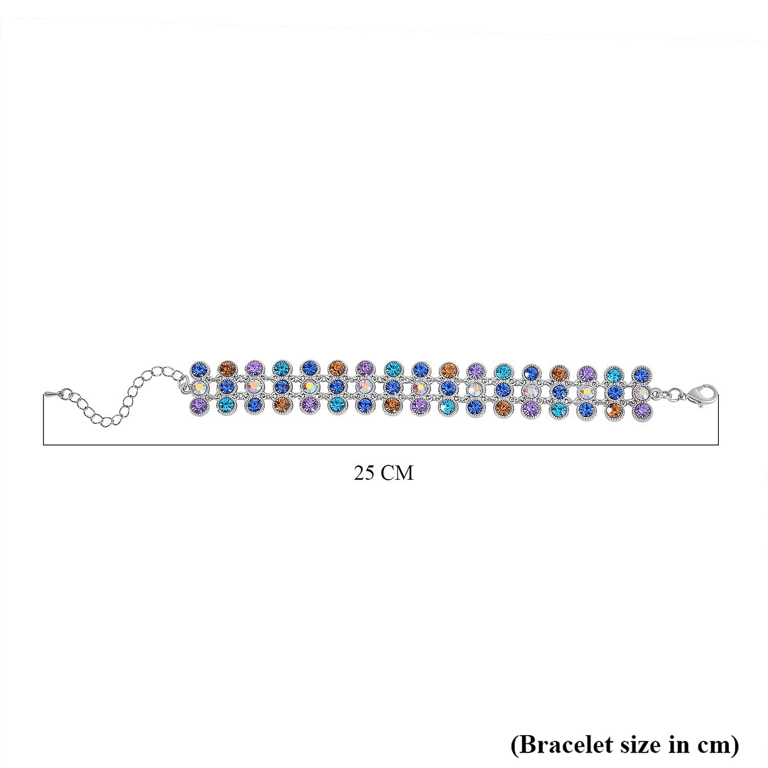 2 Piece Set - Blue & Multi Color Austrian Crystal Bracelet and Earrings