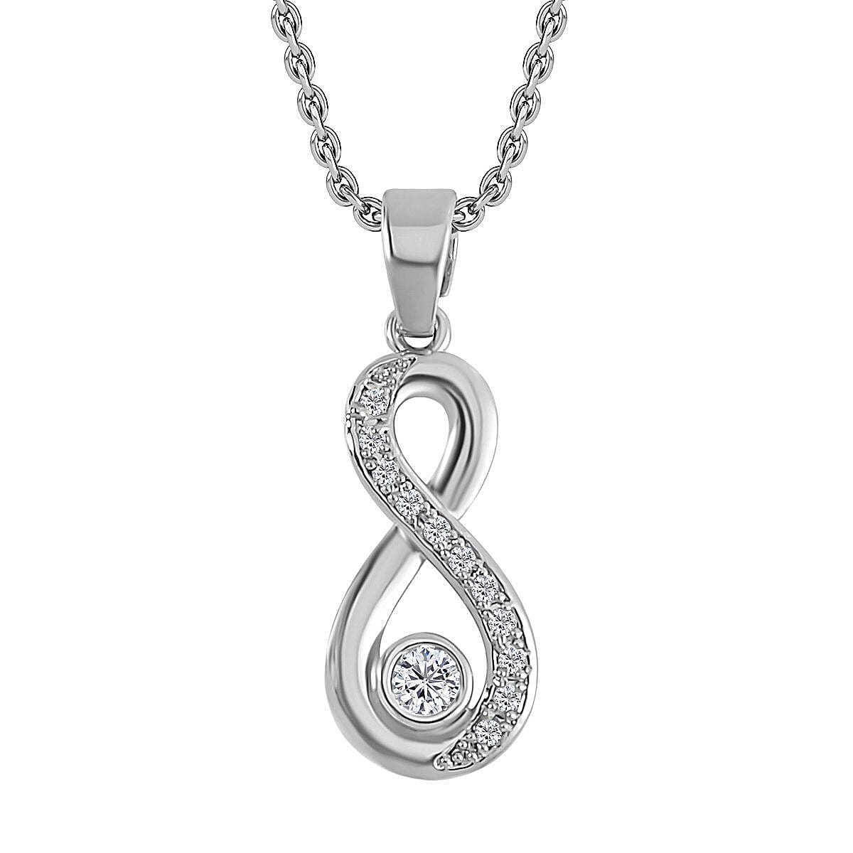 Lustro Stella- 3 Piece Set - Cubic Zirconia Necklace (Size 20-2) and Adjustable Bracelet (Size 6-8) and Earrings