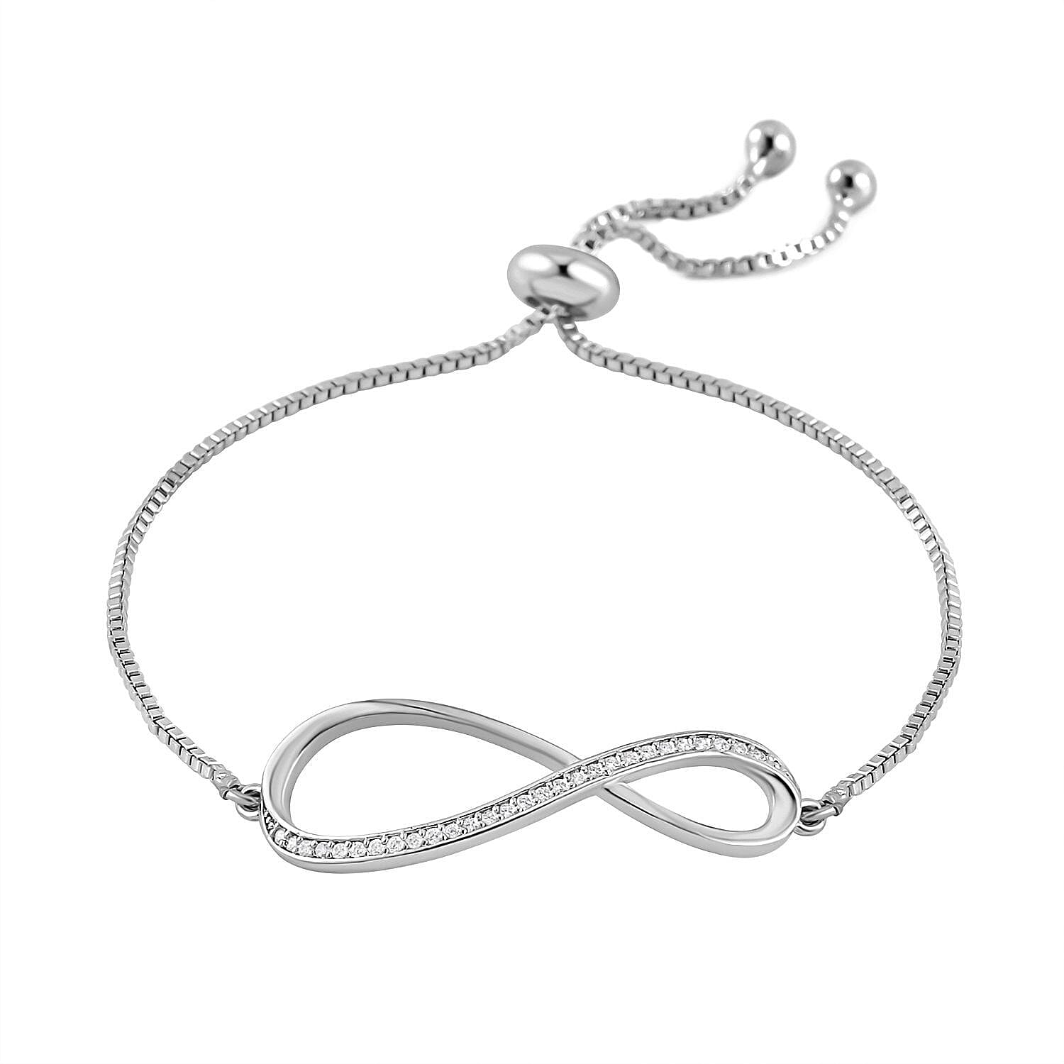 Lustro Stella- 3 Piece Set - Cubic Zirconia Necklace (Size 20-2) and Adjustable Bracelet (Size 6-8) and Earrings