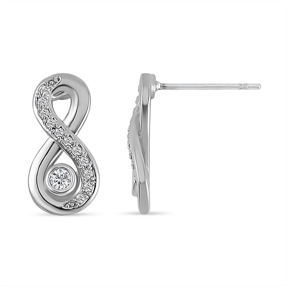 Lustro Stella- 3 Piece Set - Cubic Zirconia Necklace (Size 20-2) and Adjustable Bracelet (Size 6-8) and Earrings