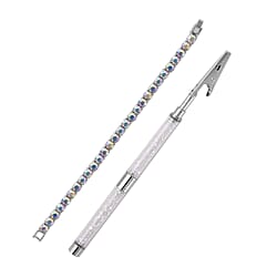 2 Piece Set - Simulated Mystic White Crystal Bracelet and Accessories Pure White Brass 140.000 Ct.