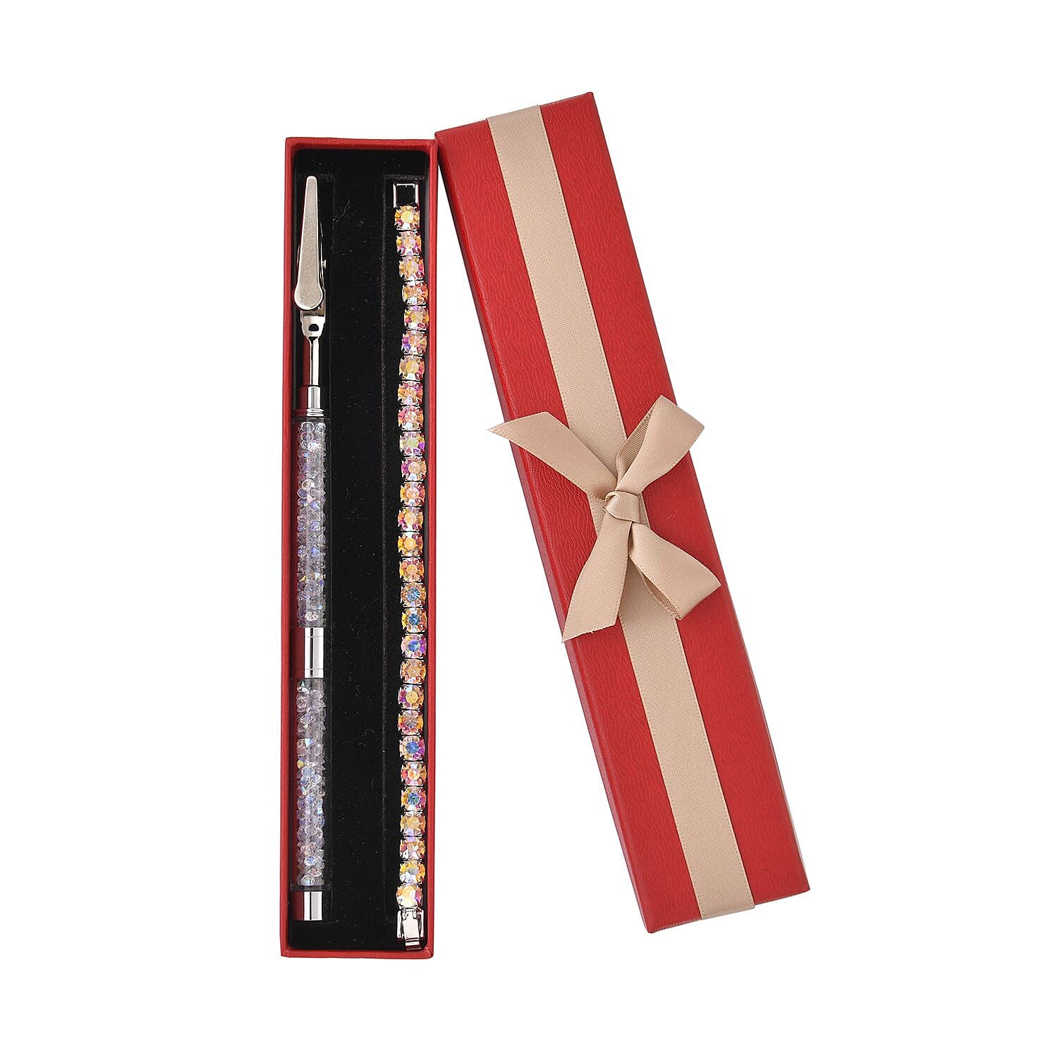 2 Piece Set - Simulated Mystic White Crystal Bracelet and Accessories Pure White Brass 140.000 Ct.