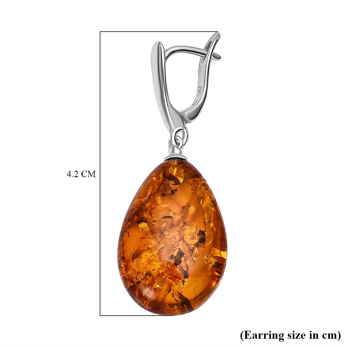 2 Piece Set - Baltic Amber Solitaire Pendant and Earrings in Sterling Silver