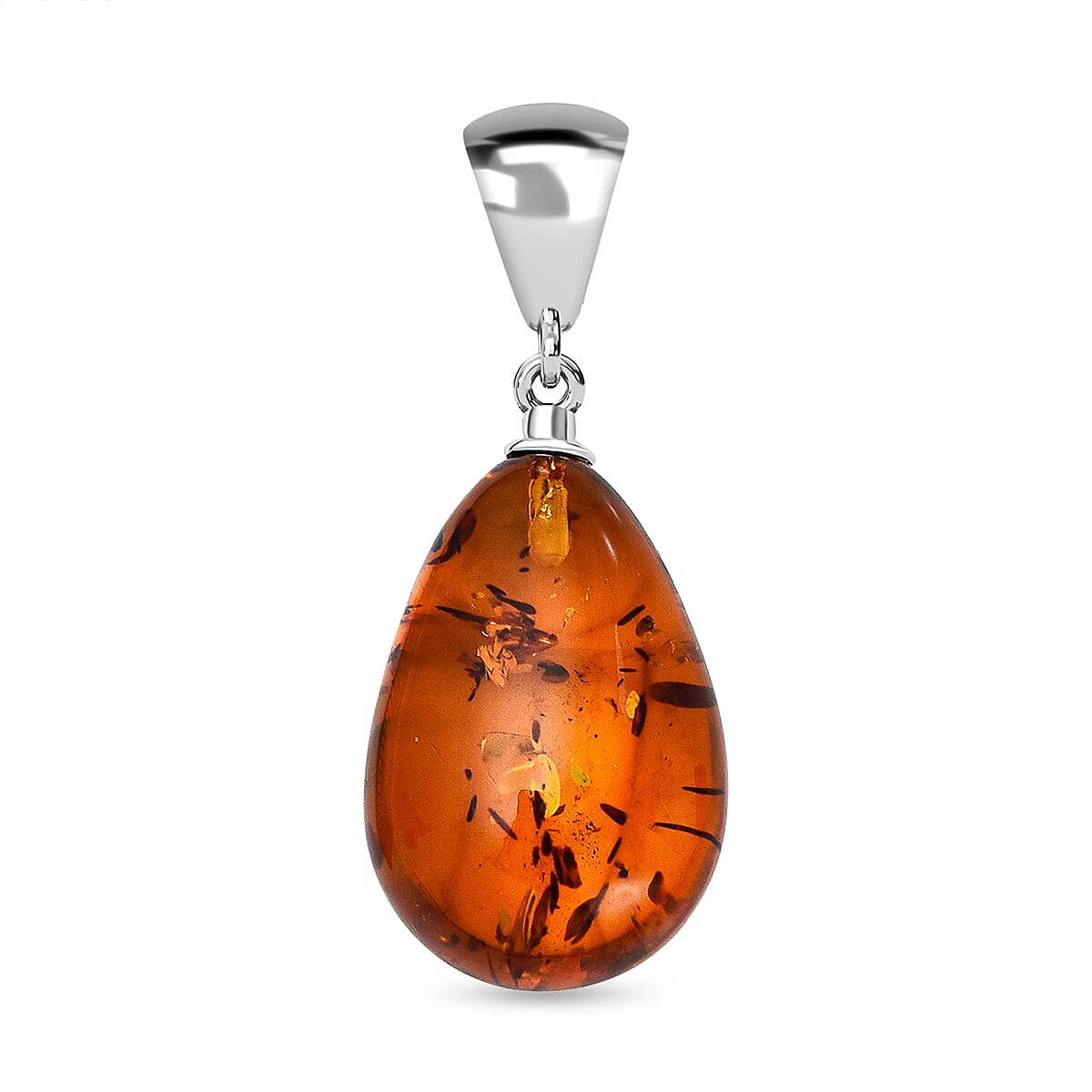 2 Piece Set - Baltic Amber Solitaire Pendant and Earrings in Sterling Silver