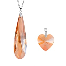 Set of 2 - Blue Austrian Crystal Pendant with Chain (Size 23-2 Inch Ext.)