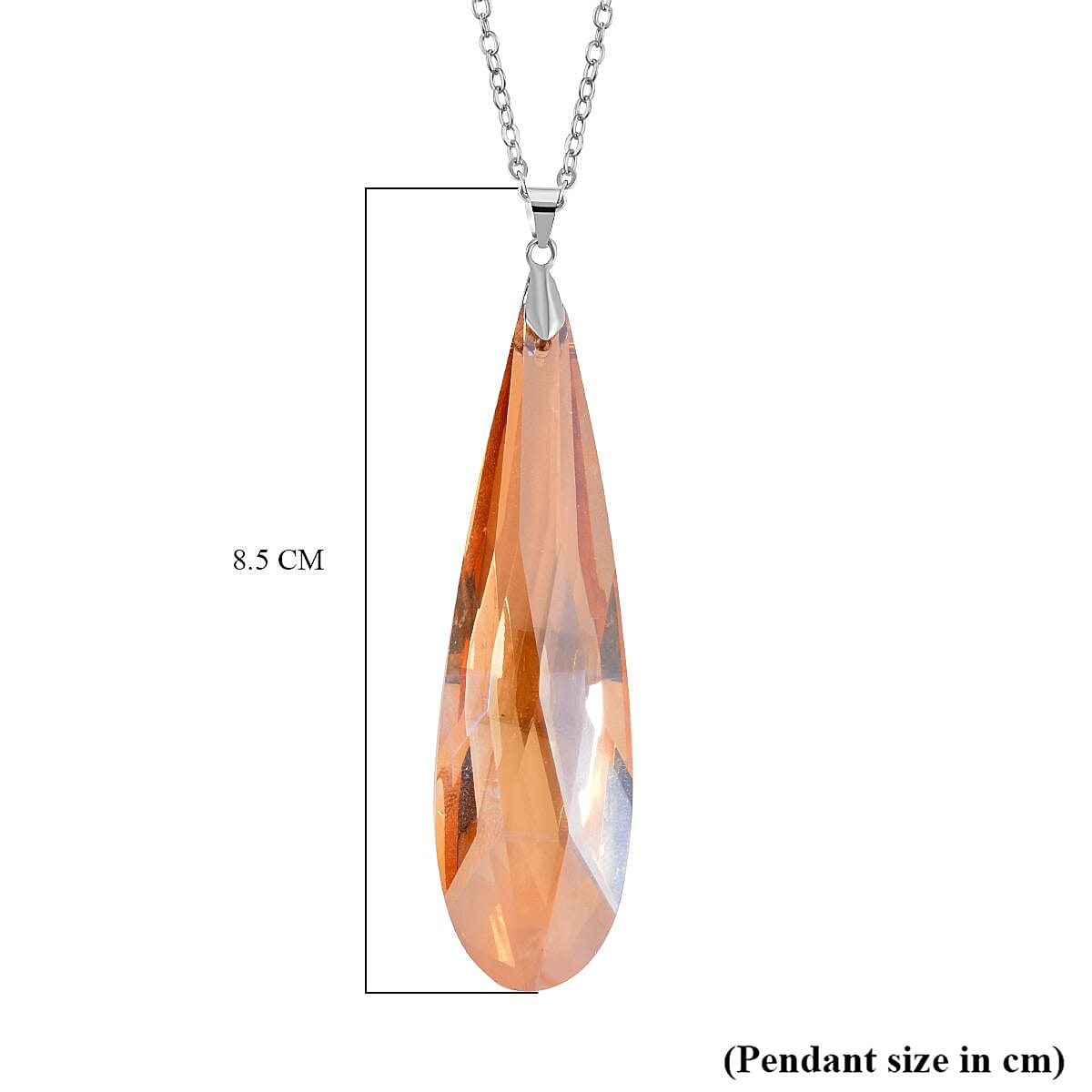 Set of 2 - Champagne Austrian Crystal Pendant with Chain (Size 23-2 Inch Ext.)