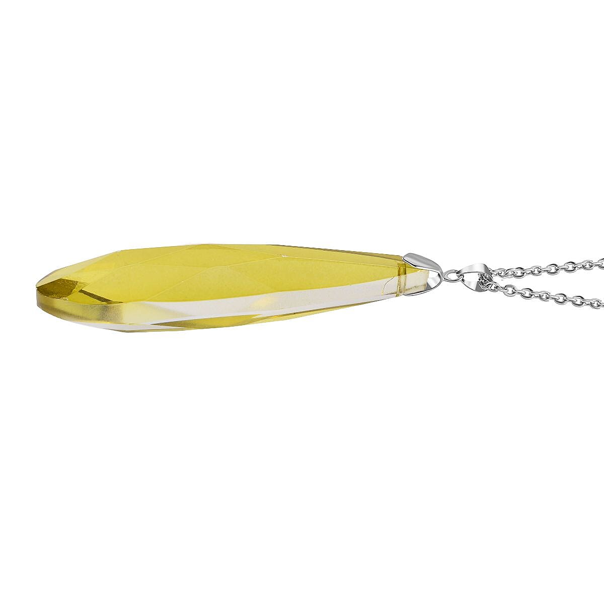 Set of 2 - Peridot Austrian Crystal Pendant with Chain (Size 23-2 Inch Ext.)