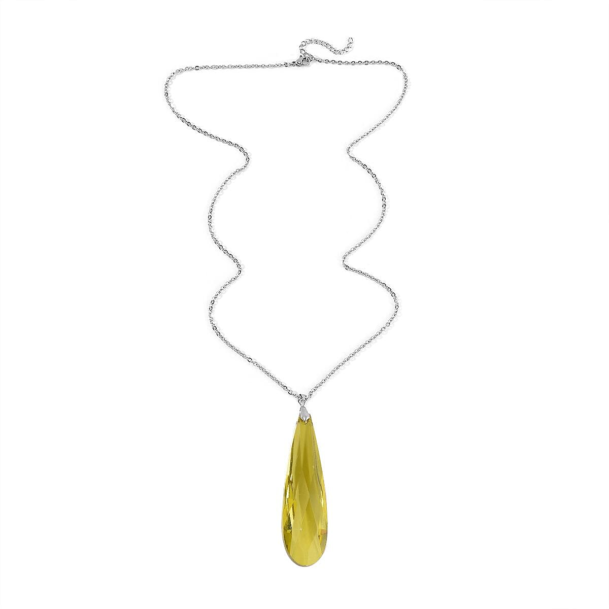 Set of 2 - Peridot Austrian Crystal Pendant with Chain (Size 23-2 Inch Ext.)