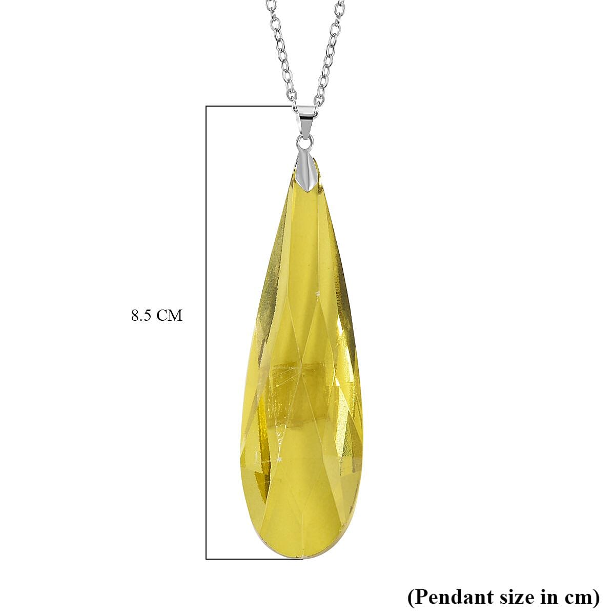 Set of 2 - Peridot Austrian Crystal Pendant with Chain (Size 23-2 Inch Ext.)