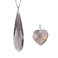 Set of 2 - Blue Austrian Crystal Pendant with Chain (Size 23-2 Inch Ext.)