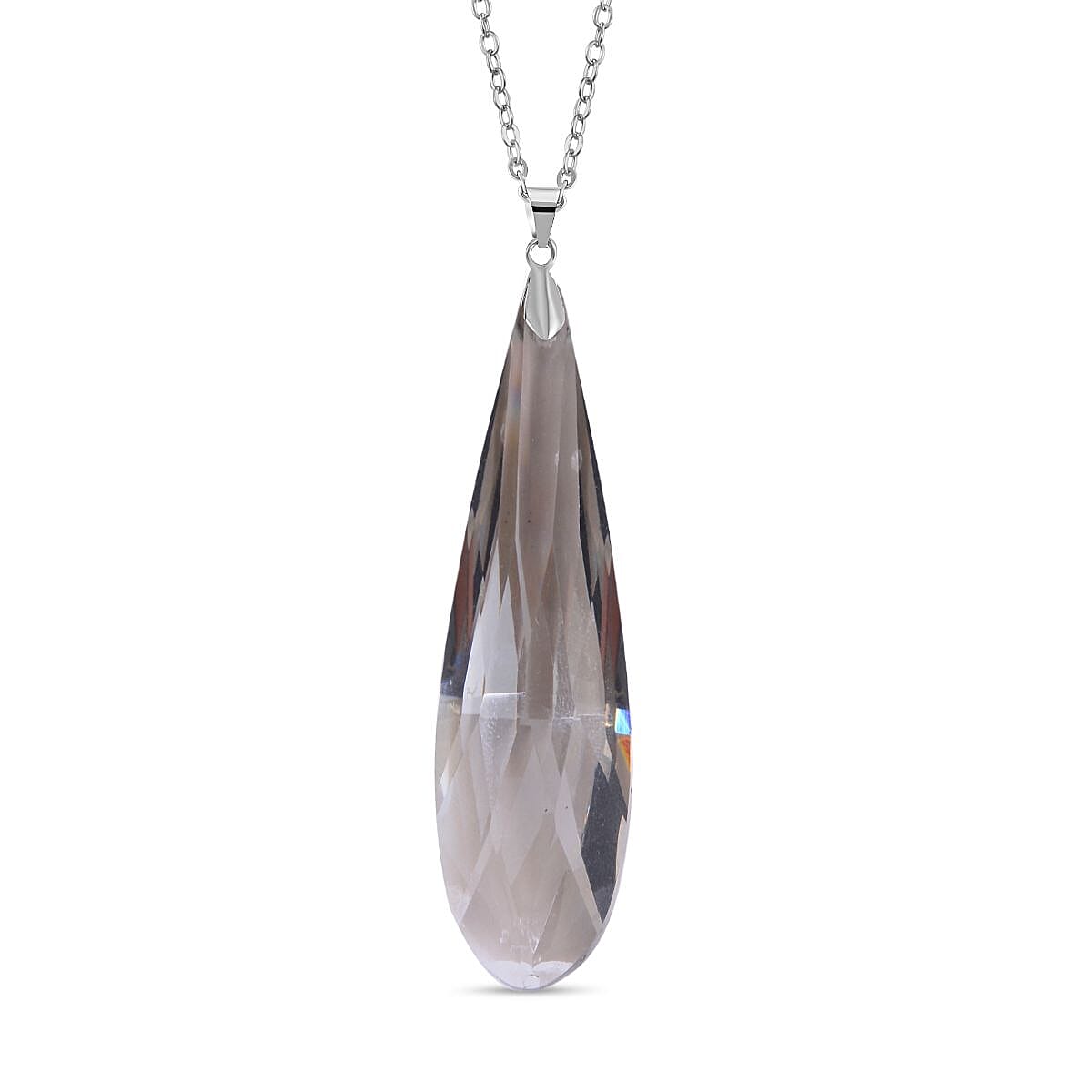 Set of 2 - Grey Austrian Crystal Pendant with Chain (Size 23-2 Inch Ext.)