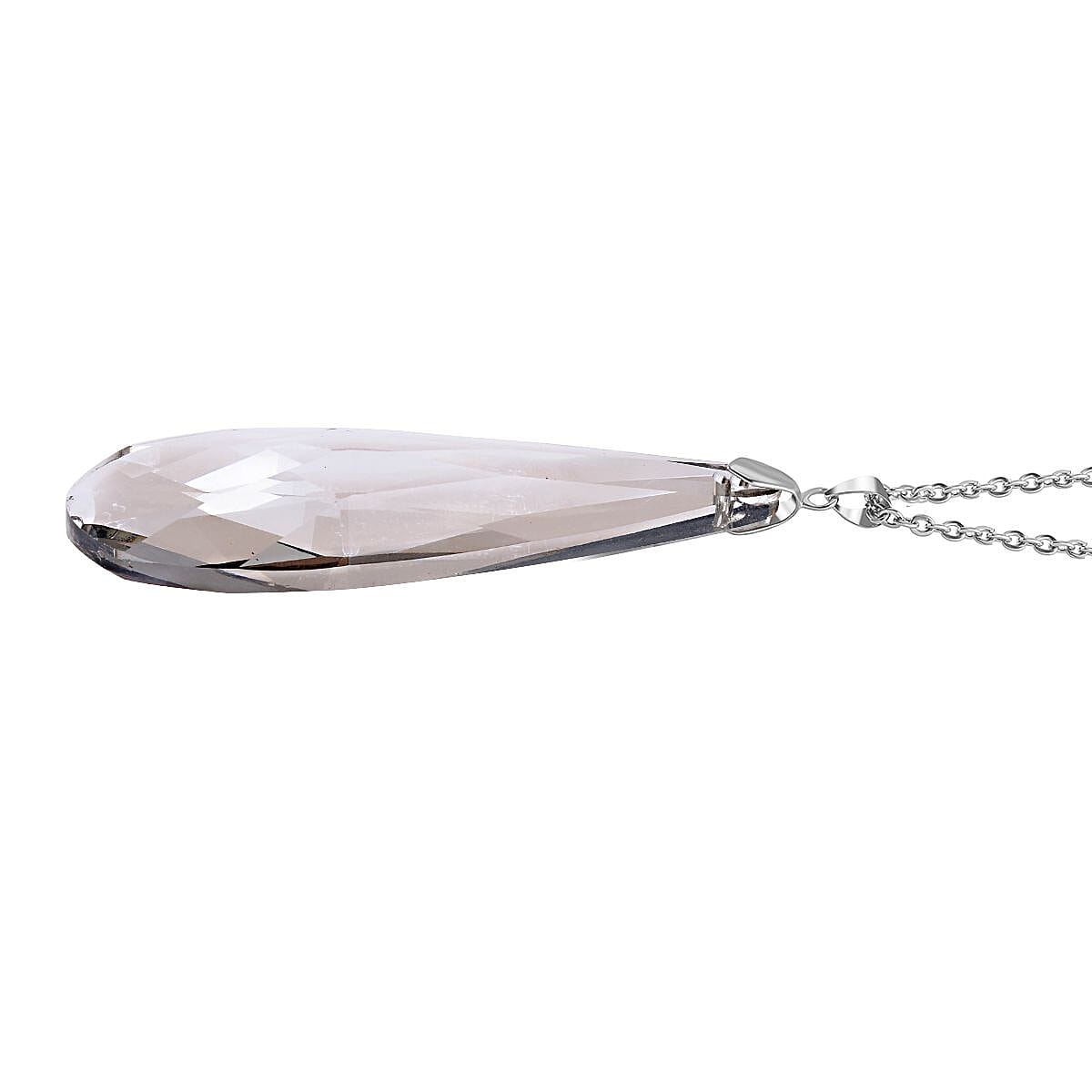 Set of 2 - Grey Austrian Crystal Pendant with Chain (Size 23-2 Inch Ext.)