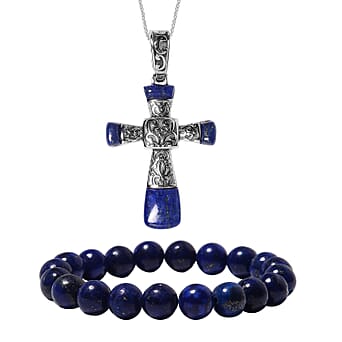https://tjcuk.sirv.com/Products/42/3/4238083/2-Piece-Set-Lapis-Lazuli-Bracelet-and-Pendant-with-Chain-Size-20-130-2_4238083.jpg?w=342&h=342