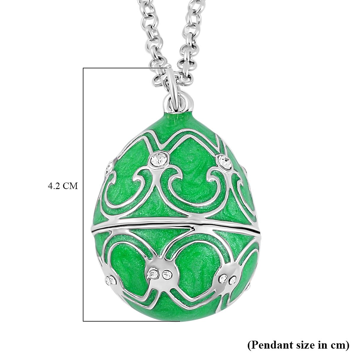 White Austrian Crystal Enamelled Easter Egg Pendant with Chain (Size 24)