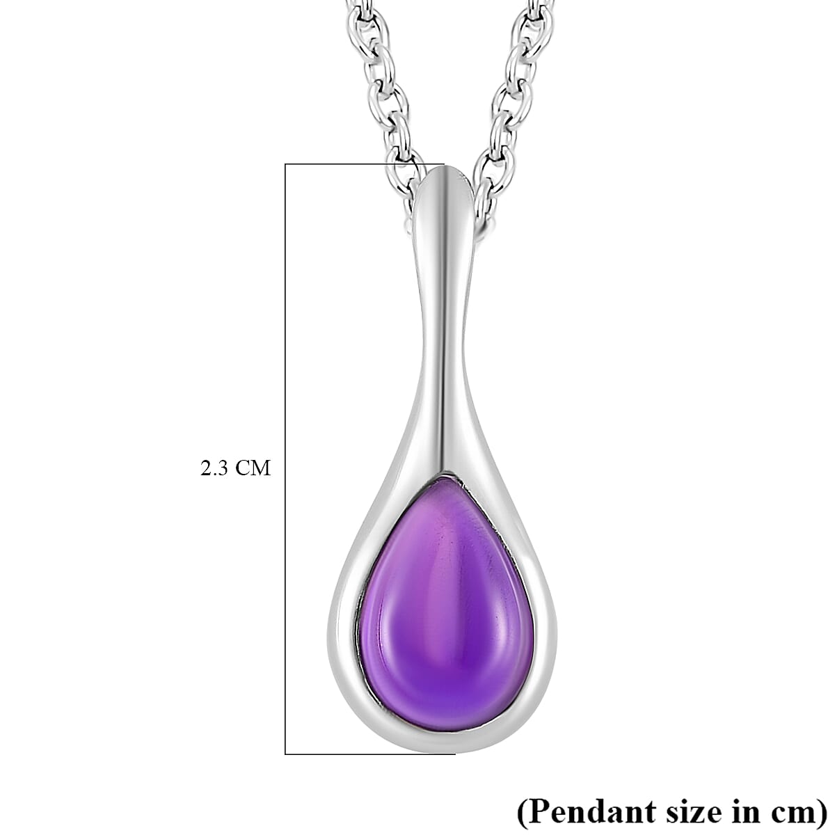 LUCY Q - Drip Collection Zambian Amethyst Pendant with Chain (Size - 16-18-20) in Rhodium Overlay Sterling Silver