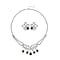 2 Piece Set -  White Shell Pearl, White Crystal Necklace and Earrings in Pure White Brass
