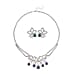 2 Piece Set -  Tahitian Color Shell Pearl,  White Crystal Necklace and Earrings in Pure White Brass