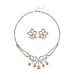 2 Piece Set -  Tahitian Color Shell Pearl,  White Crystal Necklace and Earrings in Pure White Brass