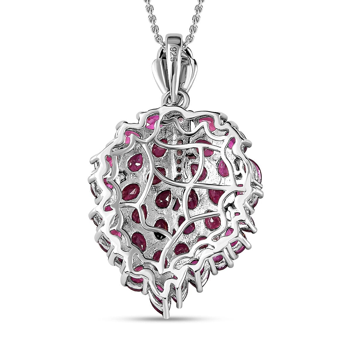Rhodolite Garnet & Natural Zircon Pendant with Chain (Size 20) in Platinum Overlay Sterling Silver 6.78 Ct, Silver Wt. 6.59 Gms