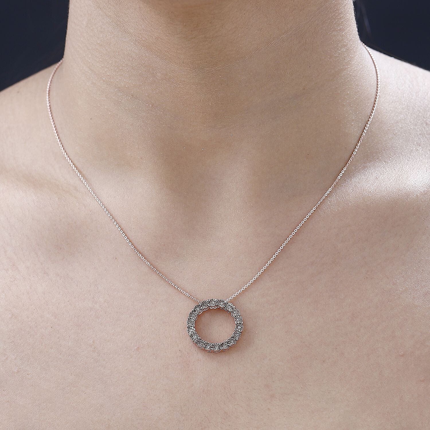 GP Circle of Life Collection - Champagne Diamond Pendant with Chain (Size 20) in 18K Rose Gold Vermeil Plated Sterling Silver