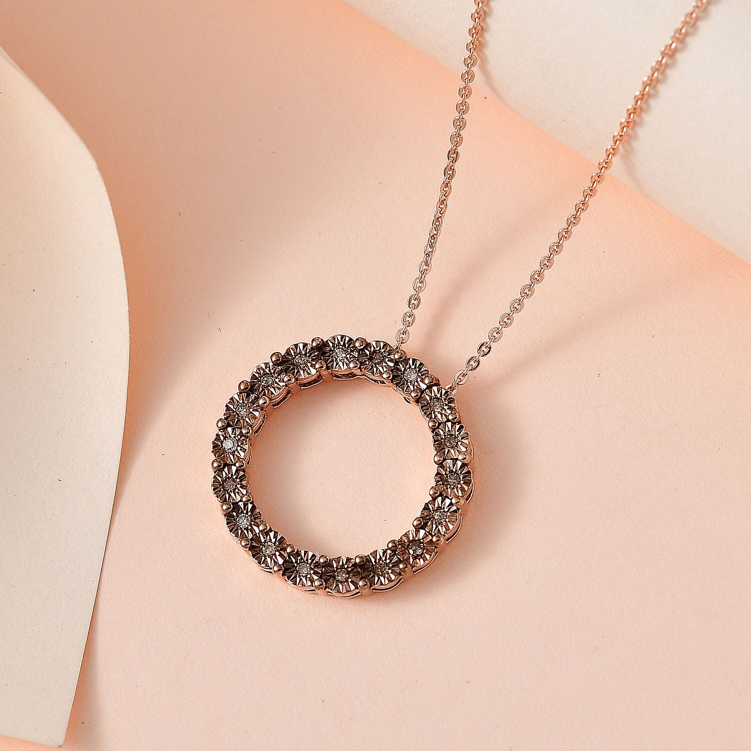 GP Circle of Life Collection - Champagne Diamond Pendant with Chain (Size 20) in 18K Rose Gold Vermeil Plated Sterling Silver
