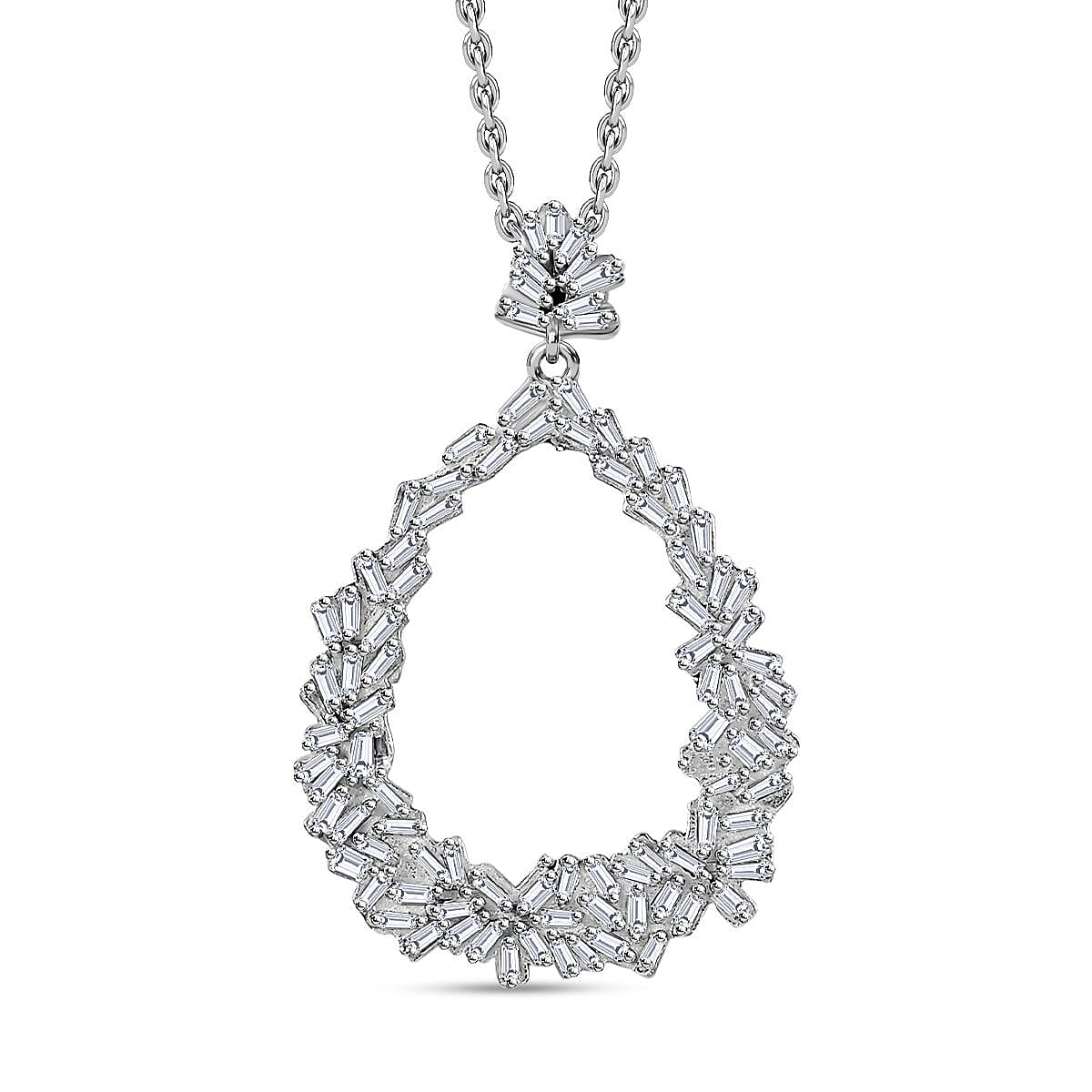 Sterling SIlver 20” factory DIAMOND Pendant Necklace