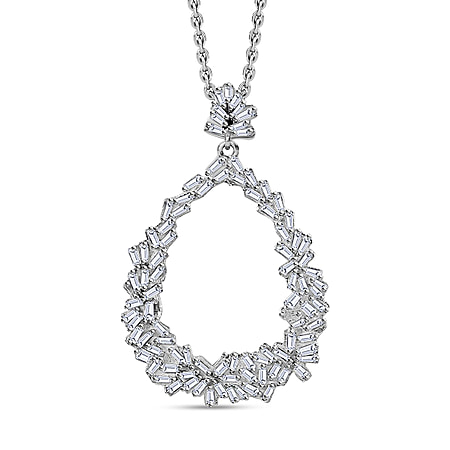 GP Italian Garden Collection - Diamond Pendant with Chain (Size 20) in Platinum Overlay Sterling Silver 0.55 Ct.