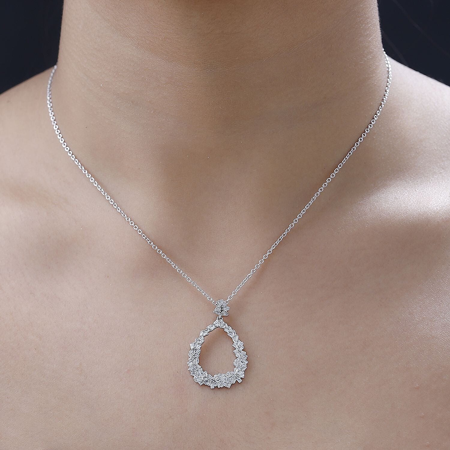 GP Italian Garden Collection - Diamond Pendant with Chain (Size 20) in Platinum Overlay Sterling Silver 0.55 Ct.