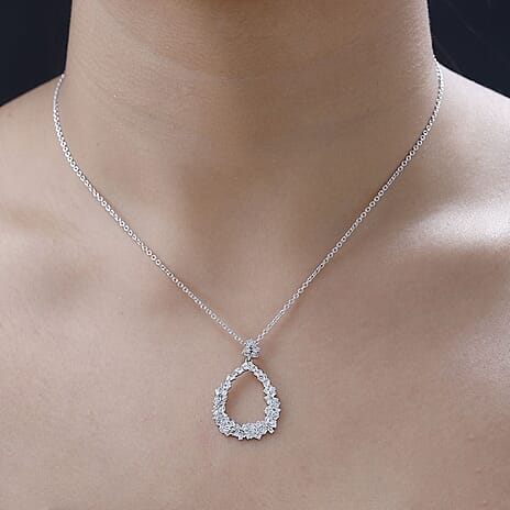 GP Italian Garden Collection - Diamond Pendant with Chain (Size 20) in Platinum Overlay Sterling Silver 0.55 Ct.