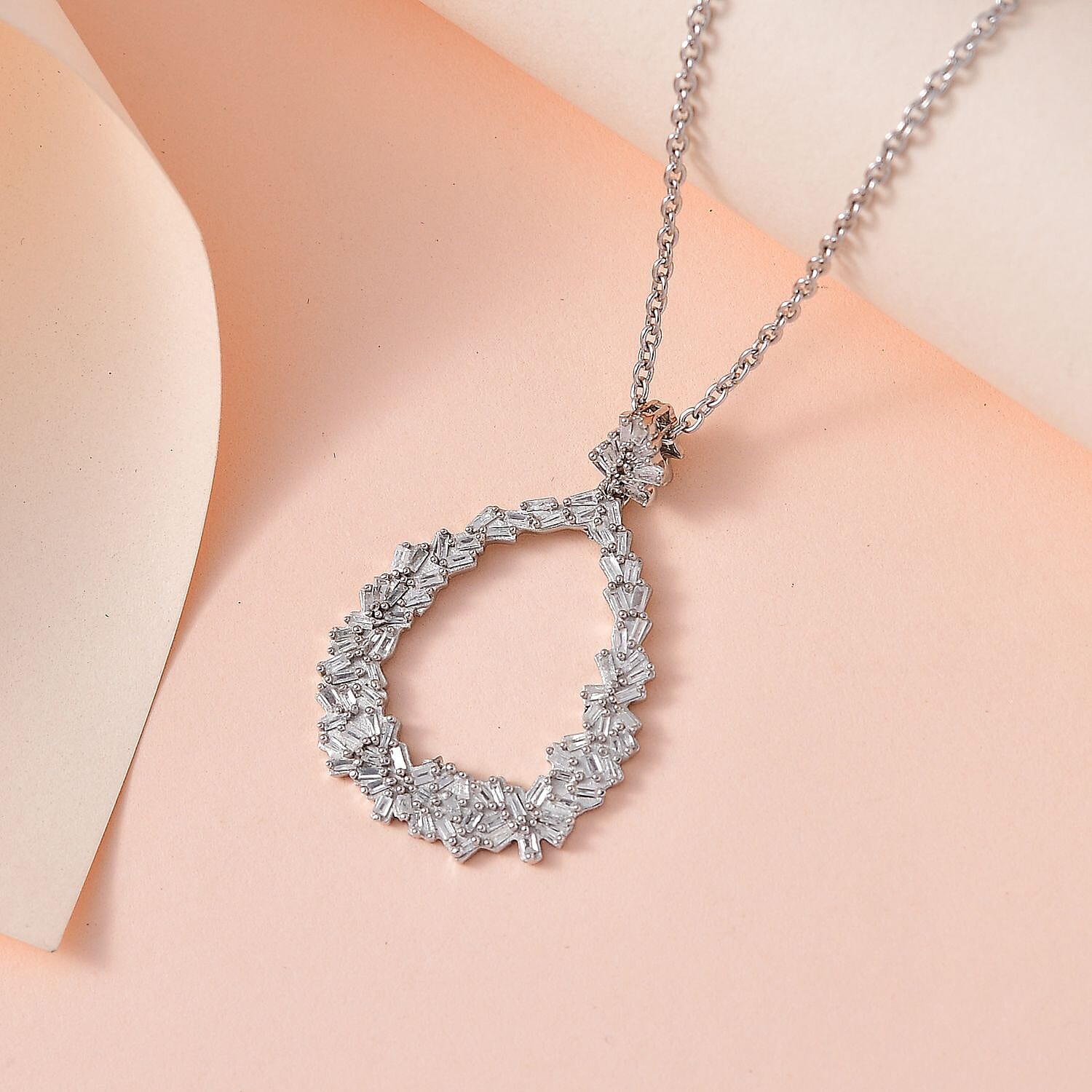 GP Italian Garden Collection - Diamond Pendant with Chain (Size 20) in Platinum Overlay Sterling Silver 0.55 Ct.